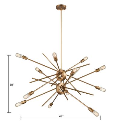 Xenia 42″ Wide 12-Light Chandelier - Matte Gold