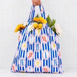Mediterranean Market blu Reusable Shopping Tote Bag 3