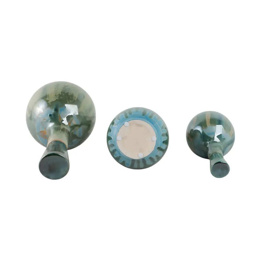 AVAGROVE SET OF 3 GREEN VASES 14 (IN)