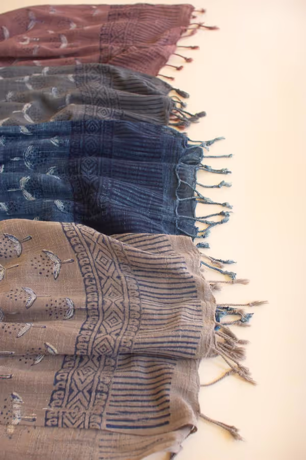 Set of 4 Block-Printed Scarves