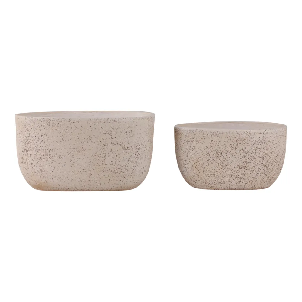 S/2 18/22" OBLONG CEMENT TEXTURE RESIN PLANTERS