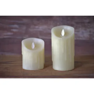 Cream Drip Moving Flame Timered LED Candle 3x5in C Batts 2