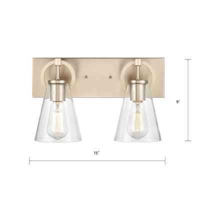 Harnell 15″ Wide 2-Light Vanity Light - Champagne Gold