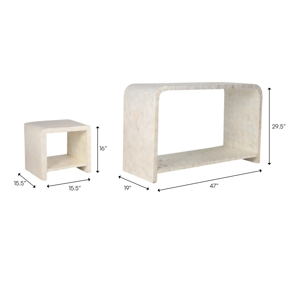 DERMOTHOLM SET OF 3 IVORY CONSOLES 47 (IN)