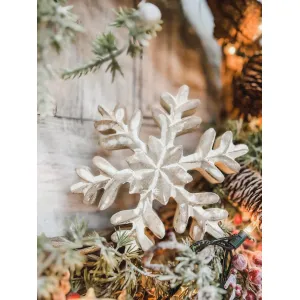 Whitewashed Wooden Snowflake 6x6in 1