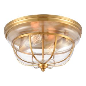 Manhattan Boutique 13'' Wide 2-Light Flush Mount - Brushed Brass 1