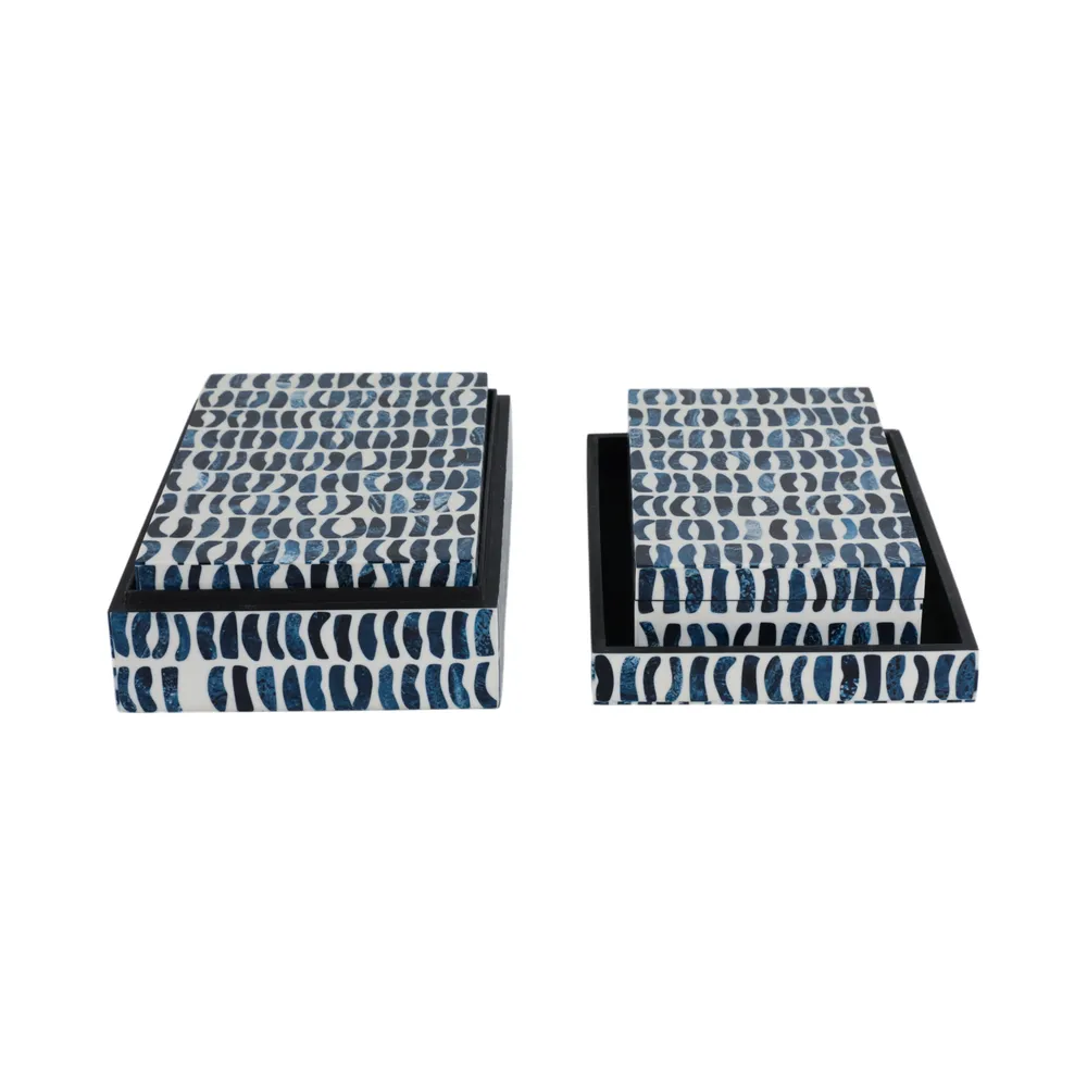 PALMERLAND SET OF 3 BLUE BOXES 4 (IN)