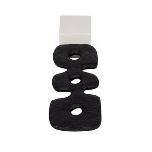 14" ABSTRACT TOTEM SCULPTURE  MARBLE BASE, BLACK/W 6