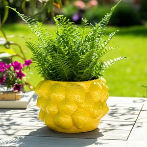 8" LEMONS FLOWER POT, YELLOW 12