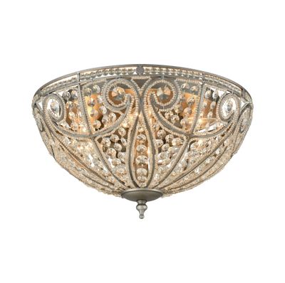 Elizabethan 17'' Wide 6-Light Flush Mount - Weathered Zinc