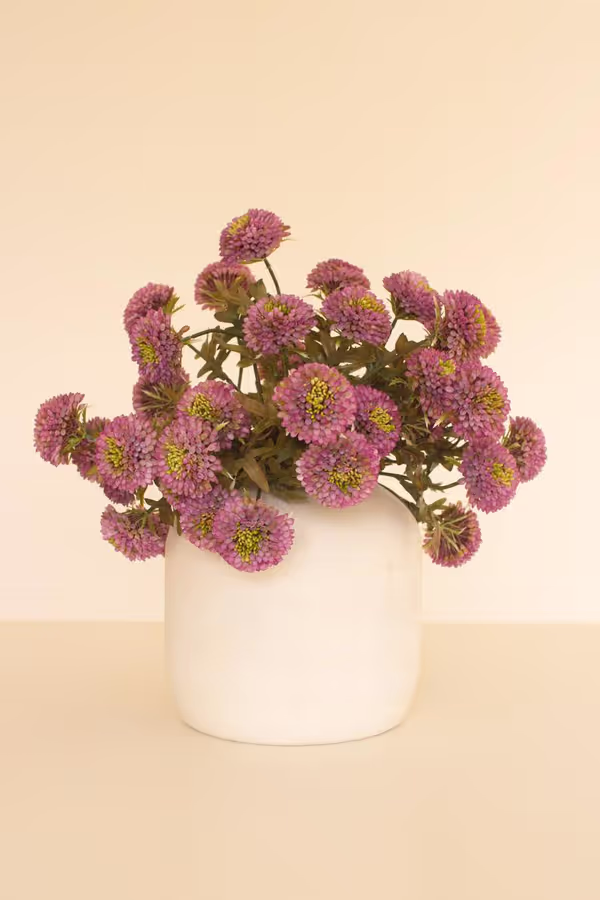 Bundle of 7 Artificial Purple Ball Dahlias