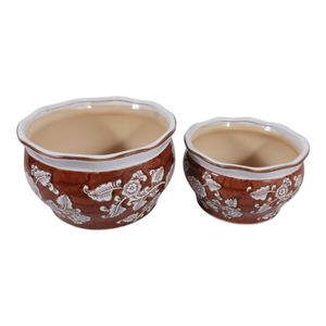 HENLEYDALE SET OF 2 BROWN PLANTER 8 (IN) 5