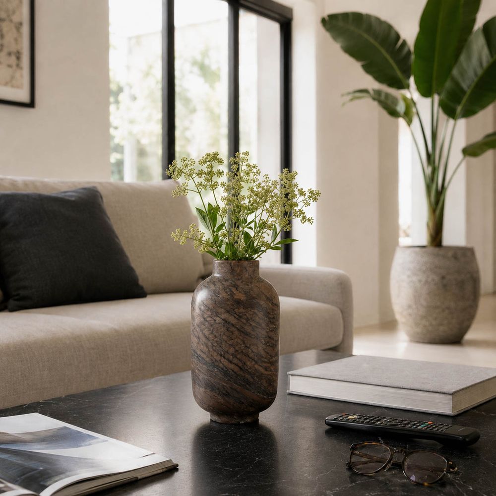 SKYLERBROOK BROWN VASE 9 (IN)