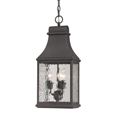 Forged Jefferson 9″ Wide 3-Light Outdoor Pendant - Charcoal