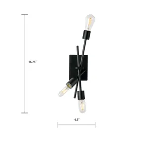 Stick 16.75'' High 3-Light Sconce - Matte Black 2