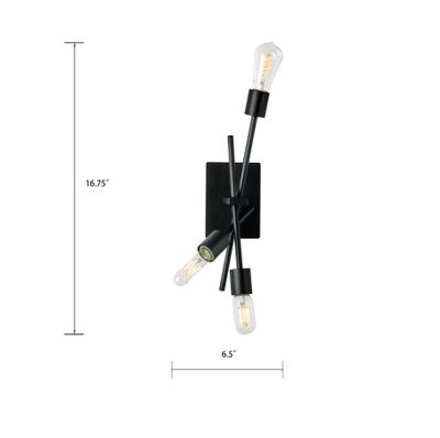 Stick 16.75″ High 3-Light Sconce - Matte Black