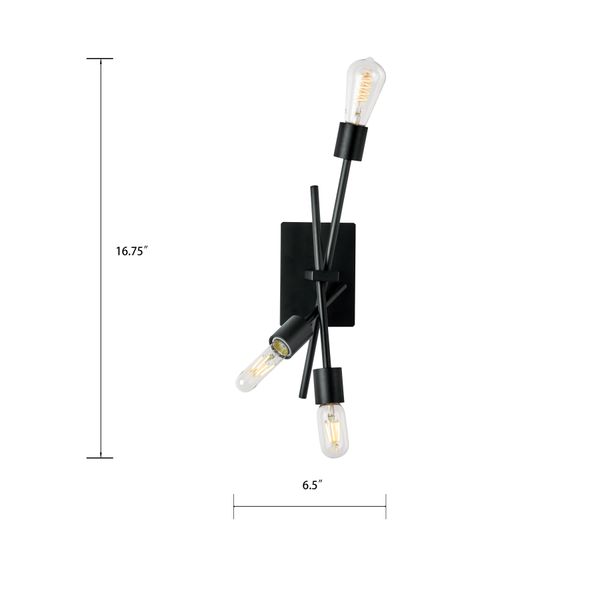 Stick 16.75'' High 3-Light Sconce - Matte Black