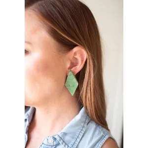 Diamond Clay Lenca Earrings \ Green 2
