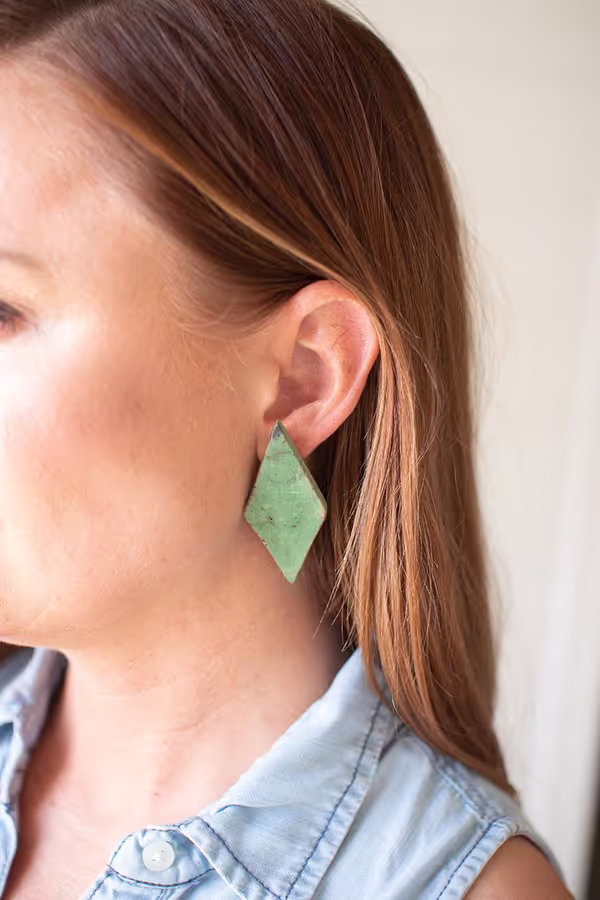 Diamond Clay Lenca Earrings \ Green