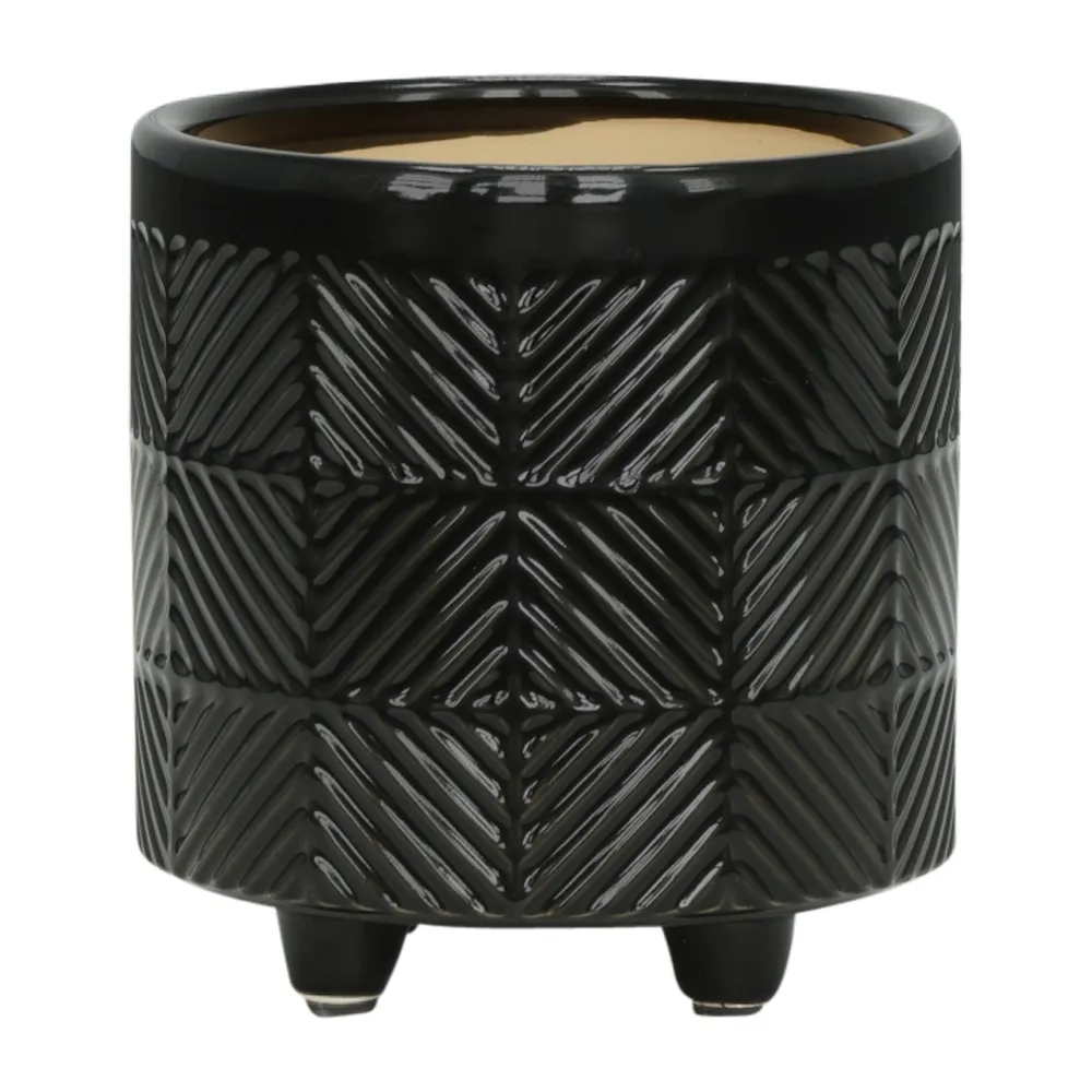 EMMETLAKE SET OF 2 BLACK PLANTER 8 (IN)