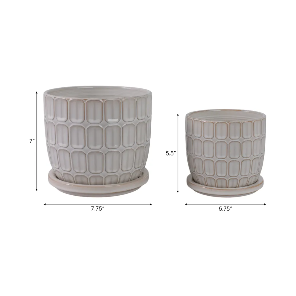 LEONAHAM SET OF 2 WHITE PLANTER 7 (IN)