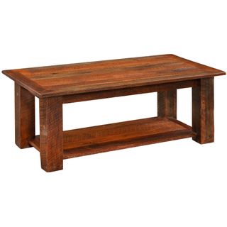Barnwood Rectangle Coffee Table with Shelf - 48