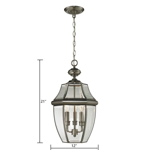 Ashford 12'' Wide 3-Light Outdoor Pendant - Antique Nickel
