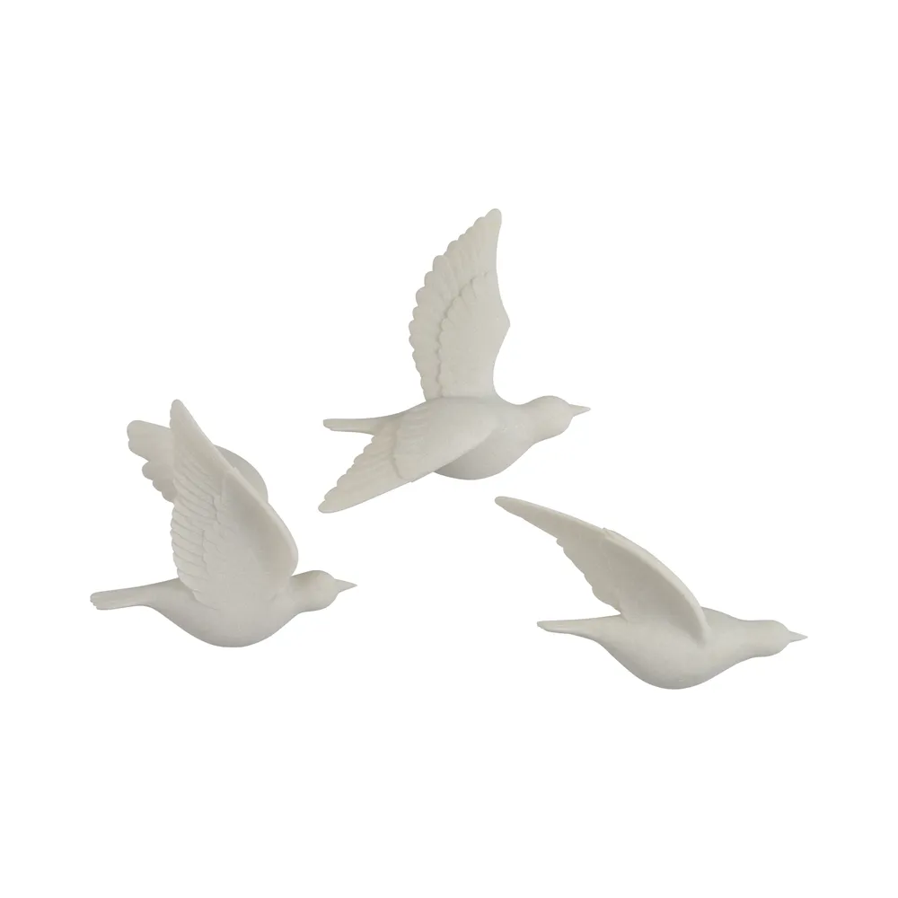 RUEMOOR SET OF 3 WHITE WALL SCULPTURES 13 (IN)