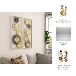 GRADYPARK SET OF 2 GOLD METAL WALL 32 (IN) 9