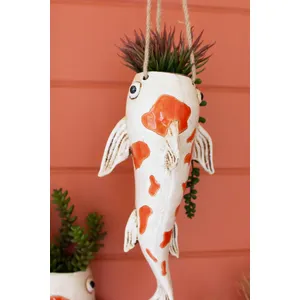 Ceramic Koi Hanging Fish Planter 1