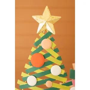 Set of 2 Colorful Painted Metal Christmas Trees with Gold Bases 6