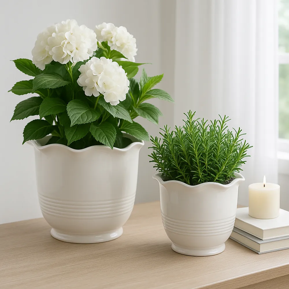 ALECHAVEN SET OF 2 IVORY PLANTER 11 (IN)