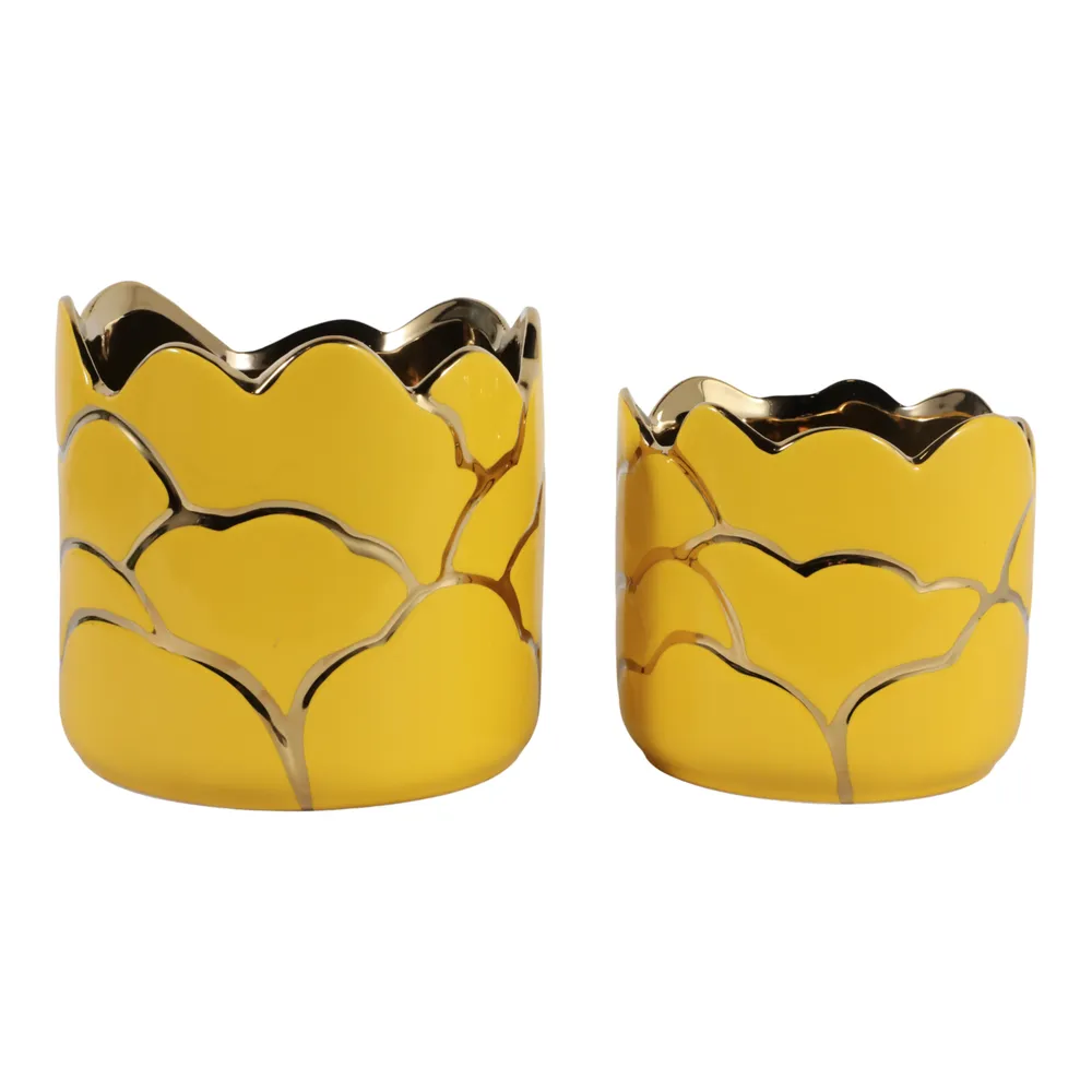 BRIGHTONROSE SET OF 2 YELLOW PLANTER 7 (IN)