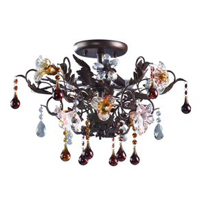 Cristallo Fiore 19'' Wide 3-Light Semi Flush Mount - Deep Rust 1