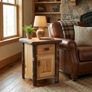 Hickory Log Enclosed End Table - Espresso