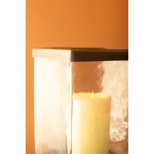 Set of 2 Square Glass Hurricanes with Antique Brass Bases 5