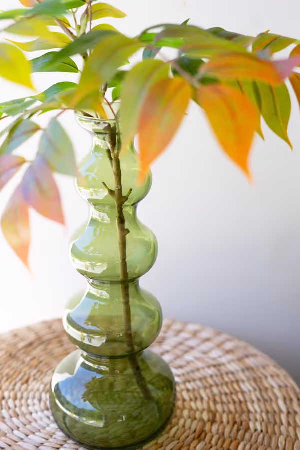 Small Glass Bubble Vase / Green