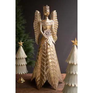 Large Antique Gold Table Top Christmas Angel 1