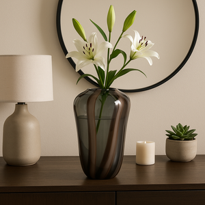 VALEBROOK BROWN GLASS VASE 13 (IN) 12