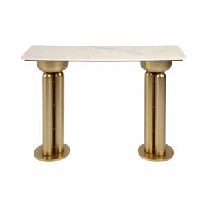 METAL, 42" MARBLE TOP CONSOLE, GOLD/WHITE 5
