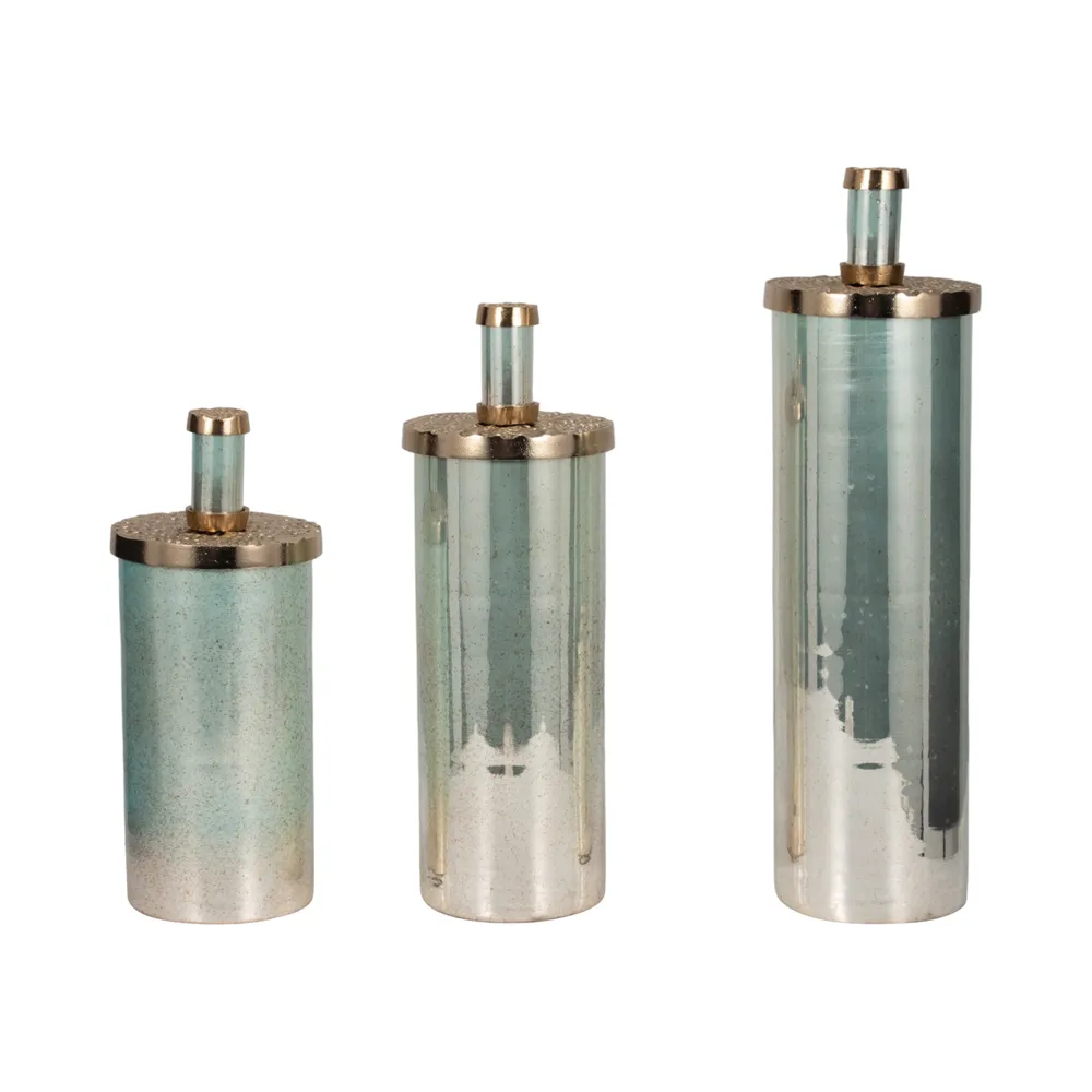 CLAYTONLAND SET OF 3 GREEN GLASS VASES 23 (IN)