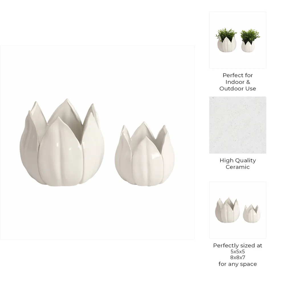 GENTRYWIND SET OF 2 WHITE PLANTER 8 (IN)