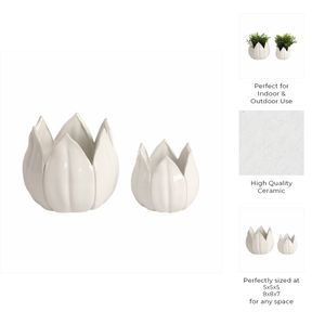 GENTRYWIND SET OF 2 WHITE PLANTER 8 (IN) 9