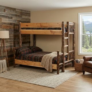 Hickory Log Bunk Bed - Double/Single - Ladder Left - Espresso