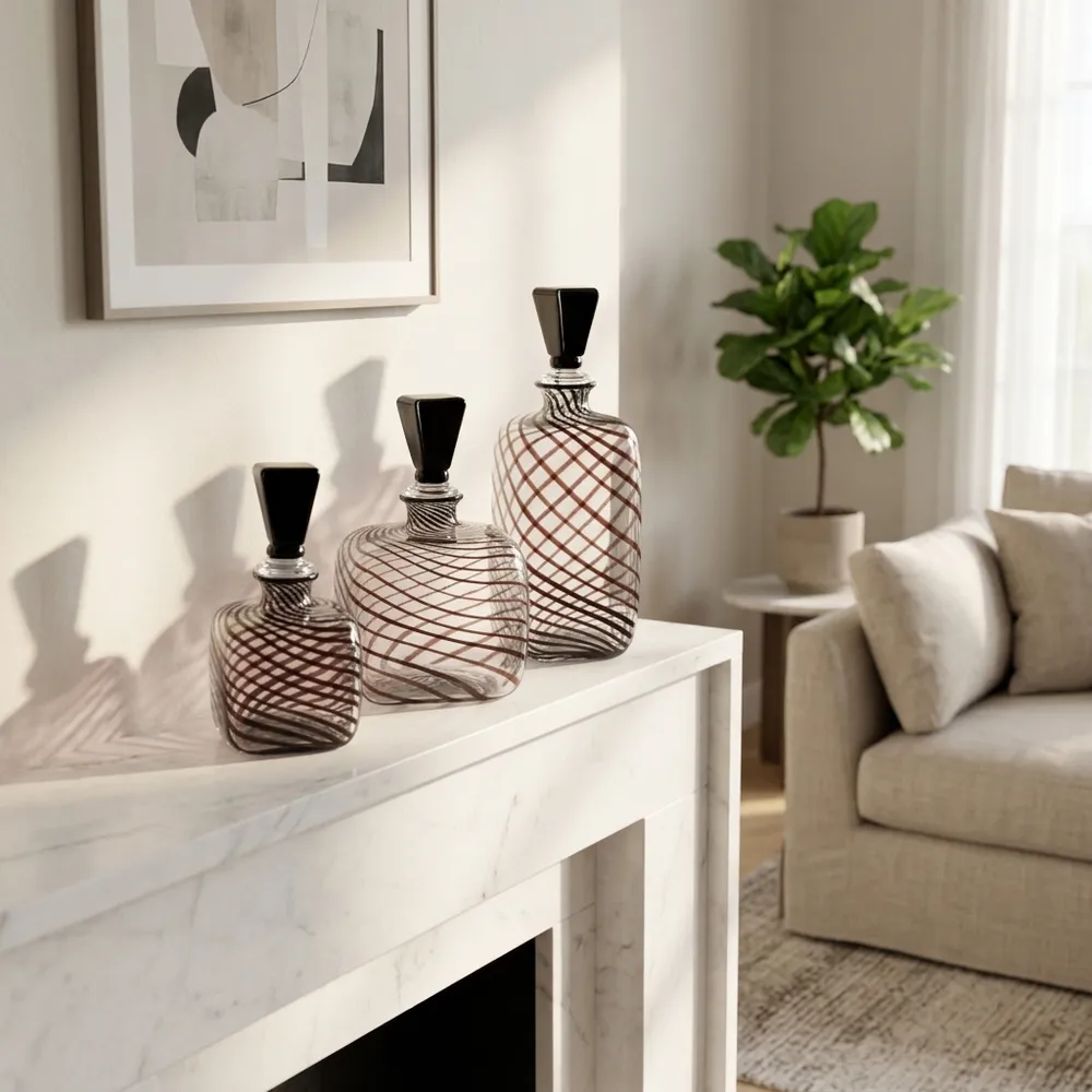 CLINTON SET OF 3 BLACK VASES 11 (IN)