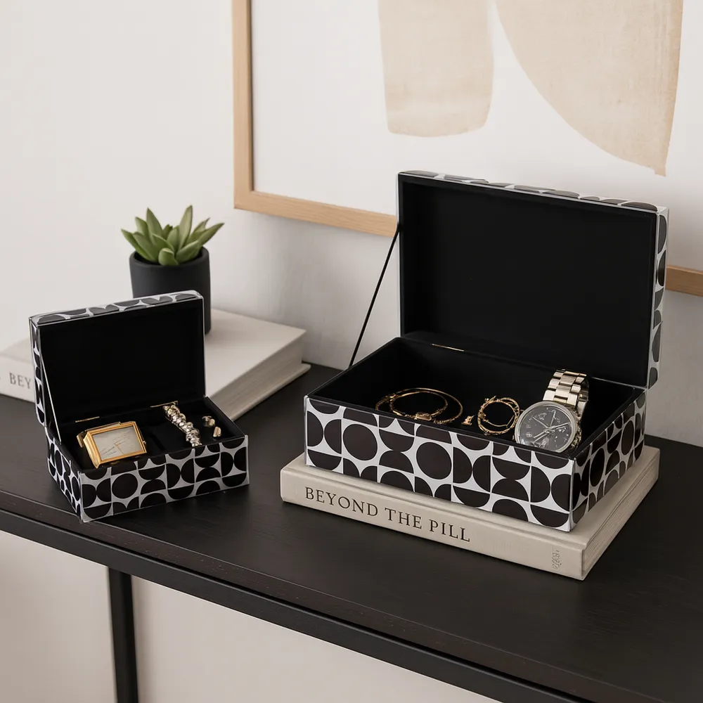 DUNEGROVE SET OF 2 BLACK BOXES 4 (IN)