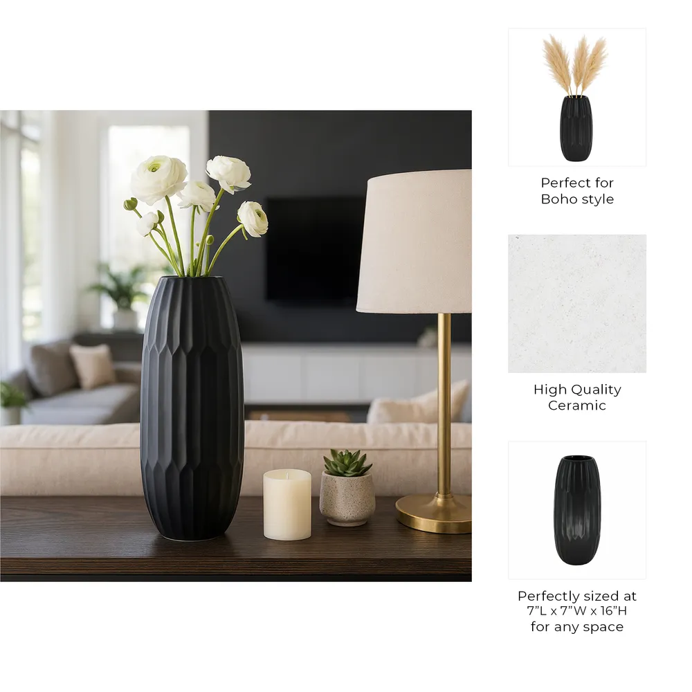 EVANDERGROVE BLACK VASE 16 (IN)