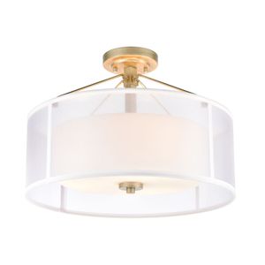 Diffusion 18'' Wide 3-Light Semi Flush Mount - Aged Silver 1