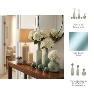 HARSTONRIDGE SET OF 3 GREEN GLASS VASES 19 (IN) 11