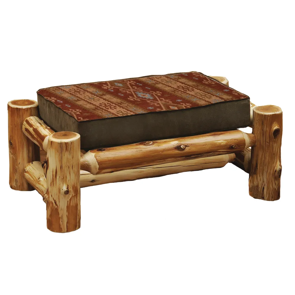 Cedar Log Large Ottoman - Natural - Standard - Fabric:  TBD
